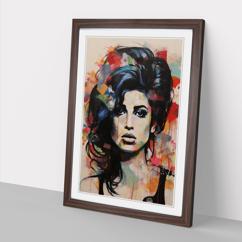 Amy Winehouse Constructivism - Framed Print, 46cm H x 34cm W x 2cm D, Walnut