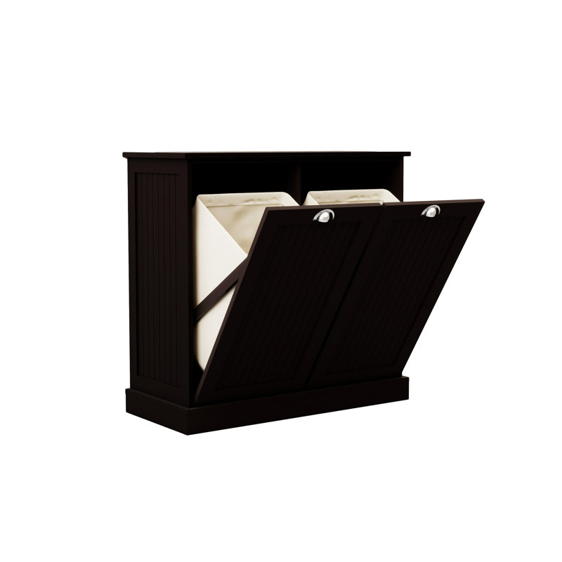 Two-Compartment Tilt-Out Laundry Sorter Cabinet, Black