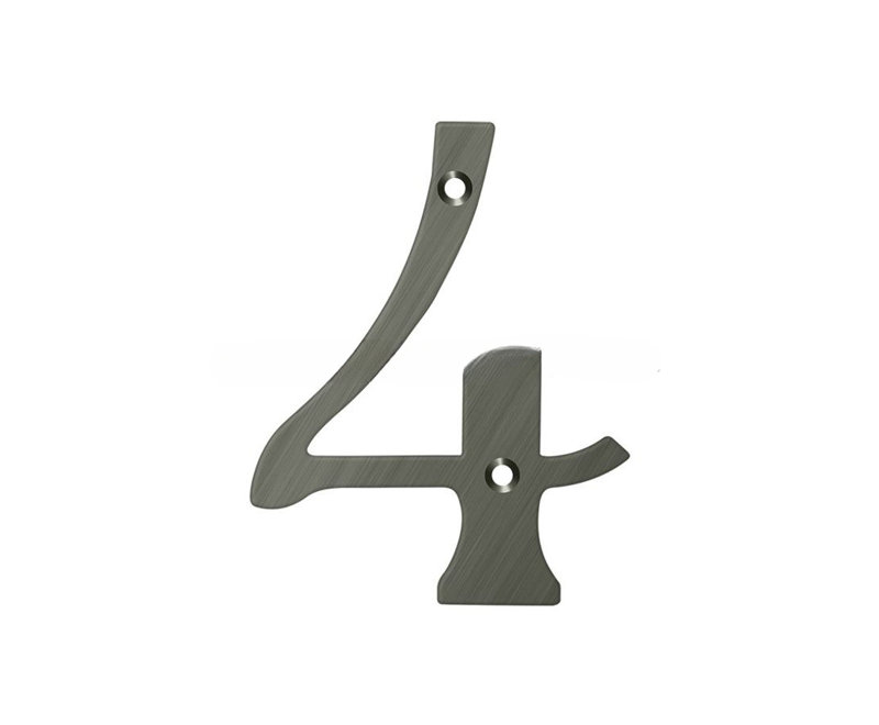 Chiffres de 4 po Deltana, 5, Nickel antique