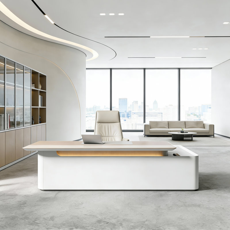 Modern L-Shaped Ergonomic Executive Desk - Multi-Functional Spacious Desktop Design, 29.9" H x 94.5" W x 77.4" D