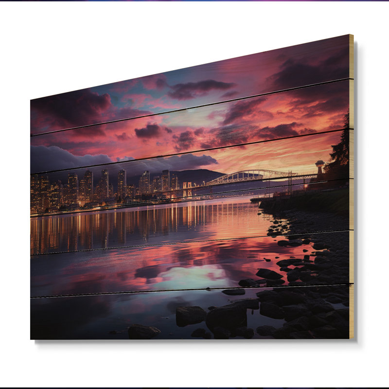 Canada Vancouver, crépuscule sur bois, H 10 po x l 20 po x P 0,78 po