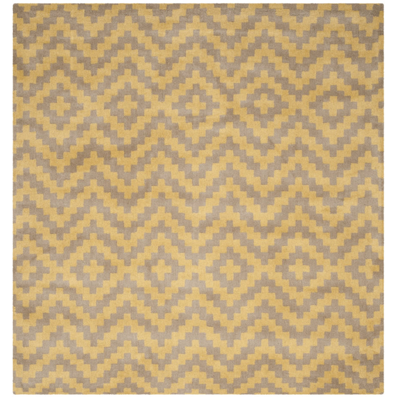 Sanyla Hand Tufted Wool Chevron Rug, Square 6'