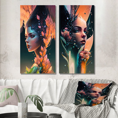 " Woman Face With Flowers In Hair " 2 - Pieces