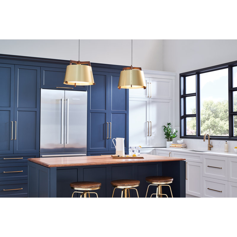 Ignis Pendant, 11.5" H x 17" W, Oiled Walnut/Brushed Brass, 2700K LED w/ Diffuser - Rigid
