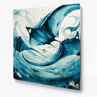 Hawaiian Manta Rays Green Metal Wall Art