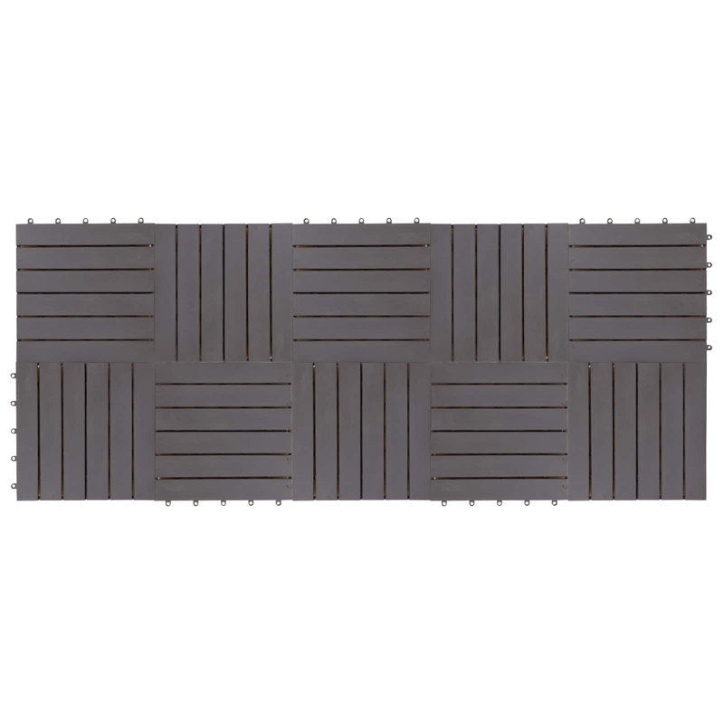 Ensemble de 10 tuiles de patio d'extérieur en bois d'acacia WALPLUS gris 30 x 30 cm, Gris, 10