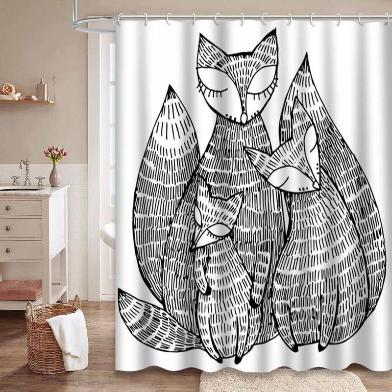 Rideau de douche avec 12 crochets Fox, L 72 po x l 72 po