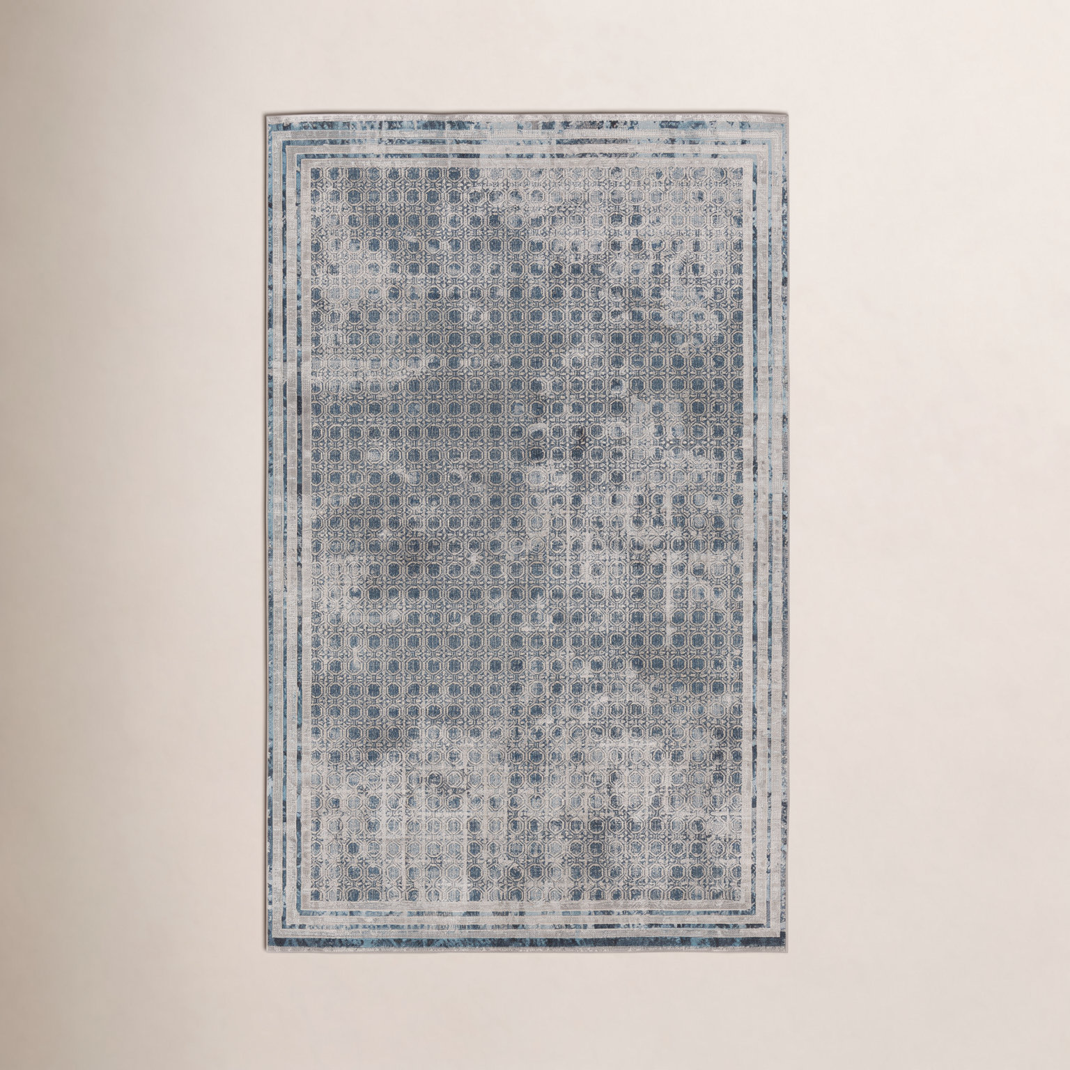 Phoebe Light Gray Blue Machine Washable Rug, Rectangle 6'7" x 9'6"