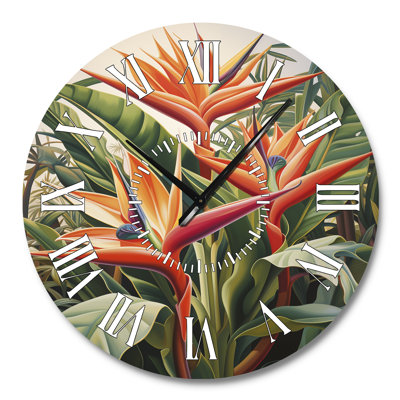 Birds Of Paradise Tropical Flowers I - Birds Of Paradise White Face Wall Clock