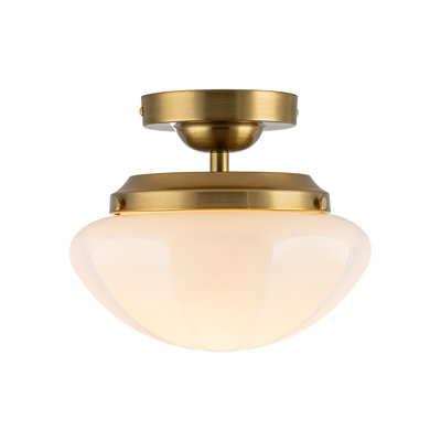 Plafonnier semi-encastré avec verre blanc de style école