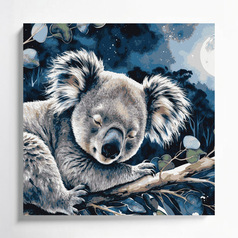 Wildlife Koala Gray Canvas Wall Art, 16" H x 16" W