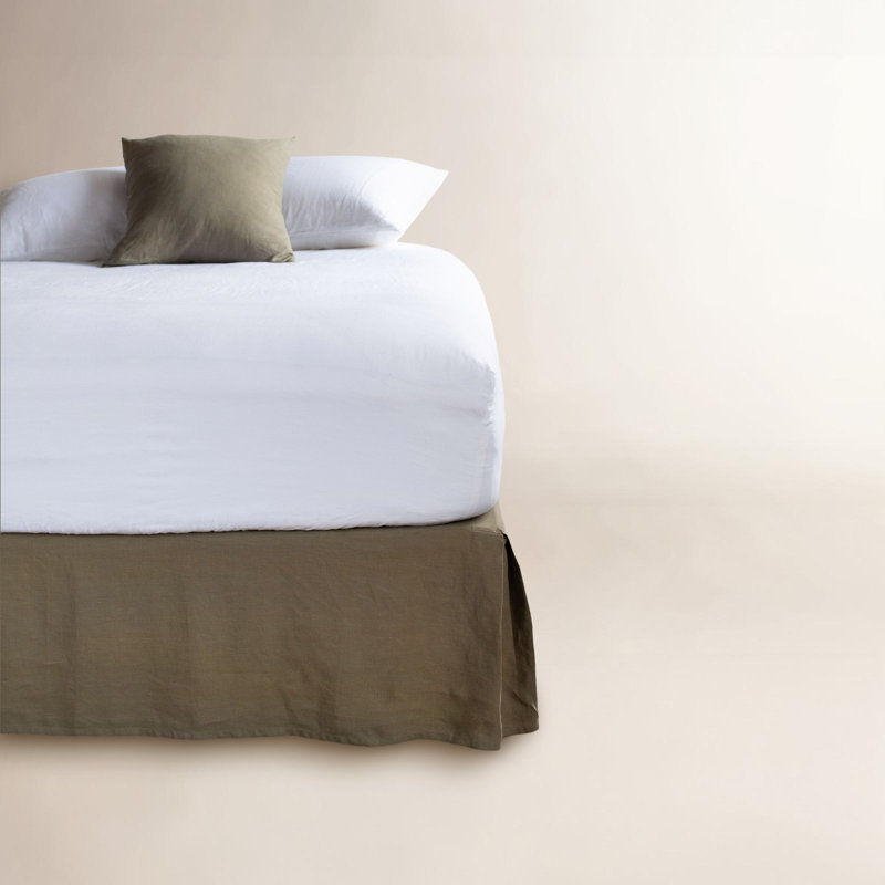 100% French Linen Bedskirt, King, Moss