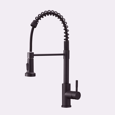 Kitchen Faucet With Pull Down Sprayer Black Stainless Steel Single Handle Pull Out Spring Sink Faucets