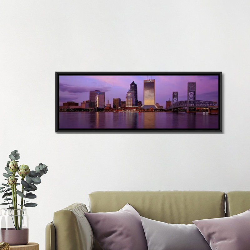 « jacksonville floride », reproduction de photo sur toile, H 16 po x l 48 po x P 1,5 po, Cadre noir