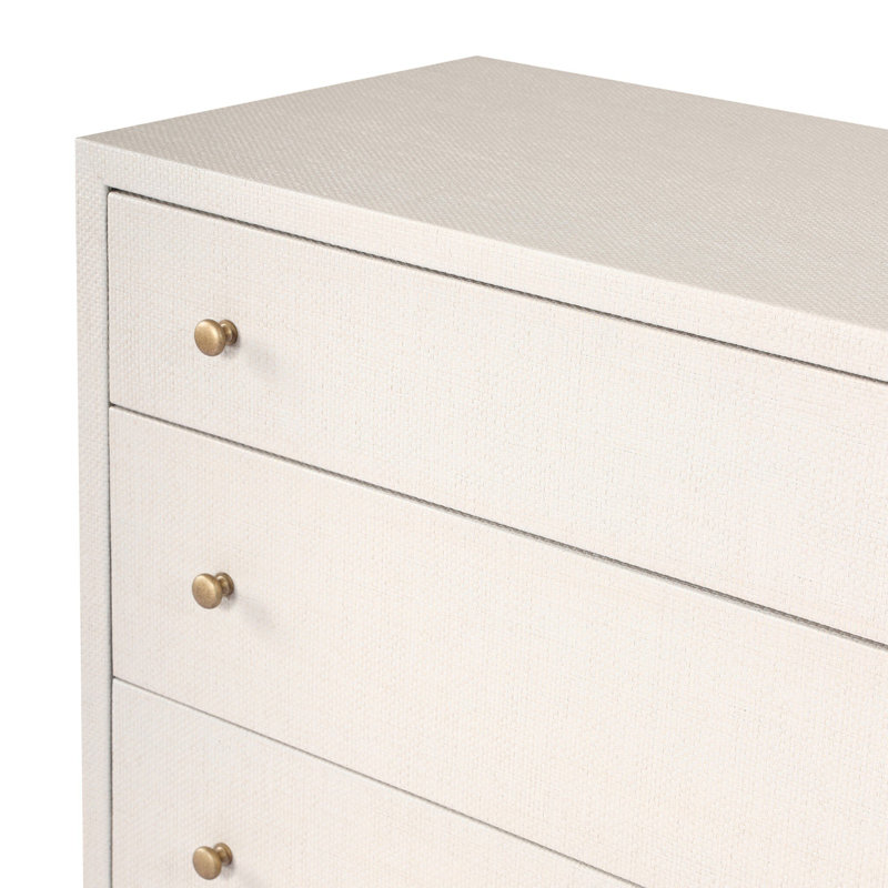Fiona 6 Drawer Dresser - Black Raffia, Ivory Painted Raffia