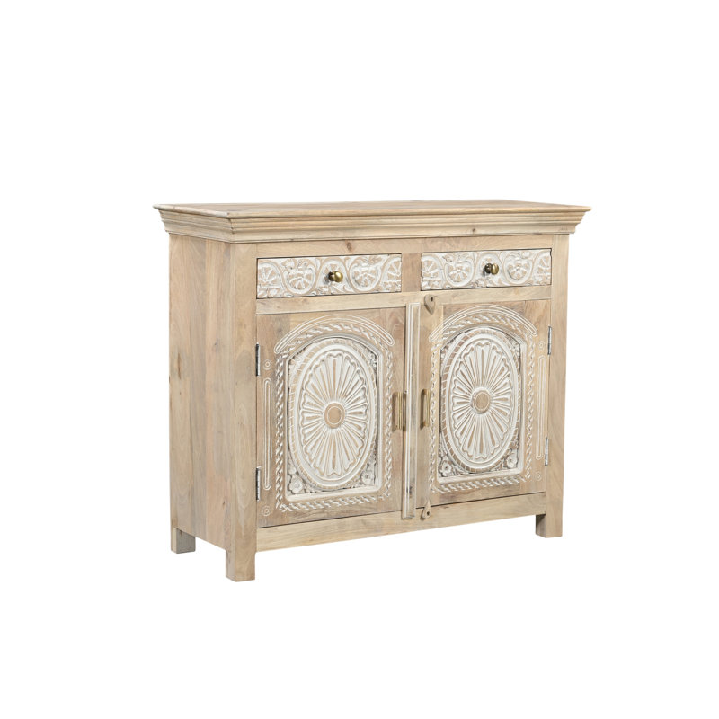 Berlene Solid Wood Accent Cabinet, White/Natural