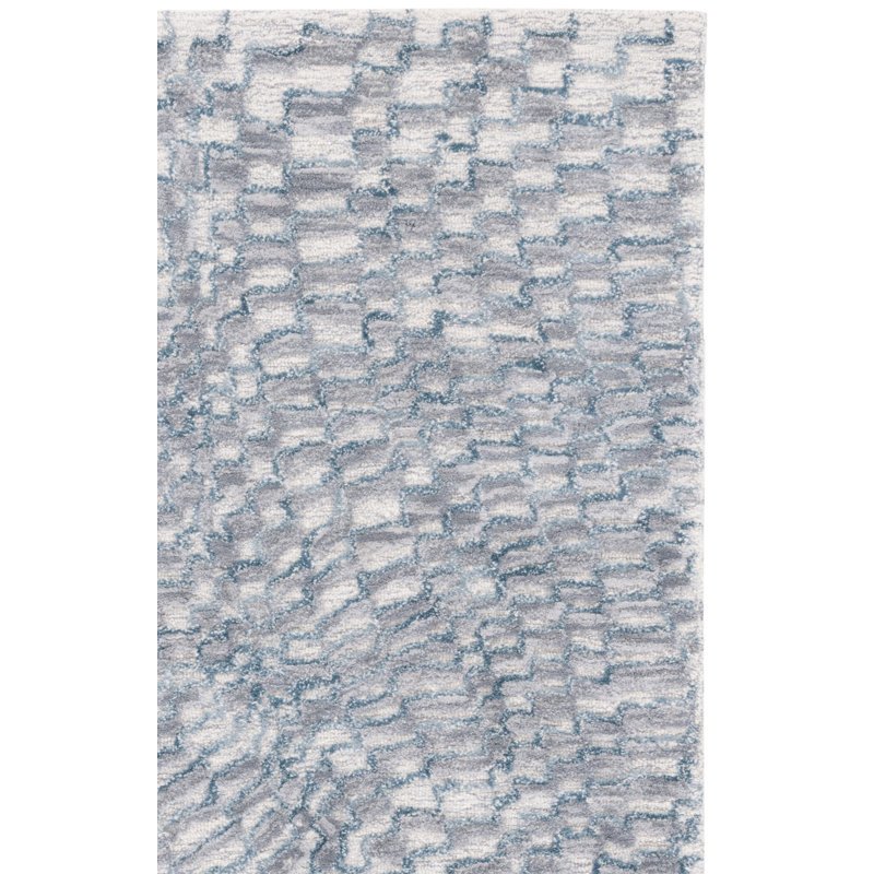 Tapis abstrait gris en laine / coton touffeté à la main Metro, Rectangulaire 8 pi x 10 pi