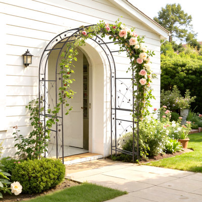 53" W x 22" D Metal Arbor in Black