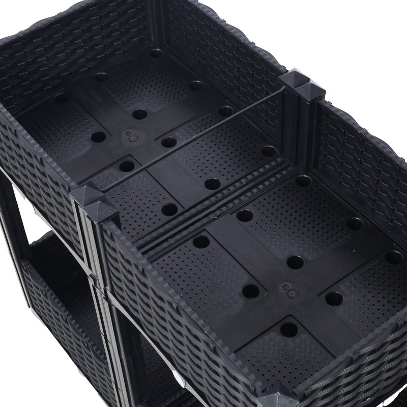 Velitchko Black Polypropylene Garden Raised Bed - 31.5"X15.7"X27.7" With Drainage Ideal For Outdoor Vegetable, Flower, Herb Planting Box Bountiful Cultivation