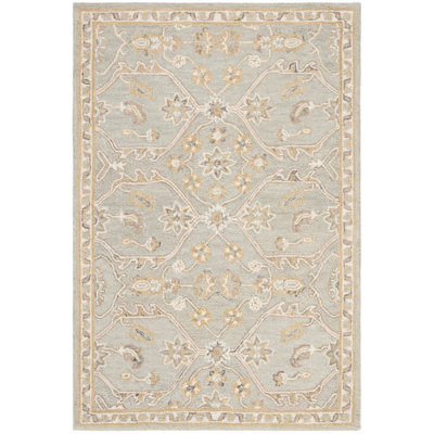 Airlie Oriental Handmade Tufted Wool Area Rug in Slate/Beige