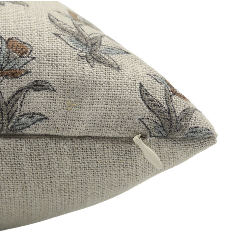  Housse de coussin d'intérieur / extérieur Floral Linen, H 26 po x l 26 po, Gris floral 9, Carré