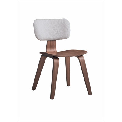 Casson Boucle 7 Walnut Finish Side Chair Set, Stylish and Comfortable Seating for Dining and Living Spaces.