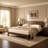 Queen Size 100% Solid Oak Bed with Adjustable Height Headboard, Built-in Charging Ports, Warm Walnut Finish & Kiln-Dried Construction for Long-Lasting Use