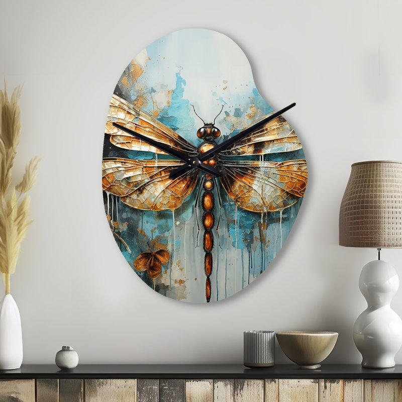 Horloge murale moderne en métal doré, Petit