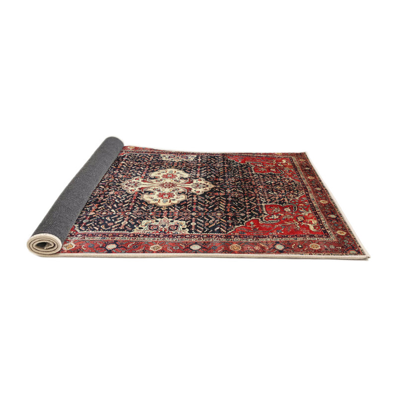 Tapis rouge/brun/beige traditionnel Sprinkel, Rond 4 pi