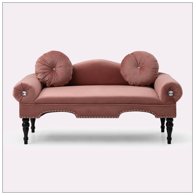 Grek Velvet Upholstered Bench, Rose