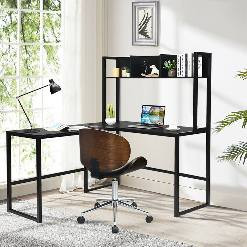 Bureau en L réversible, Noir / Noir
