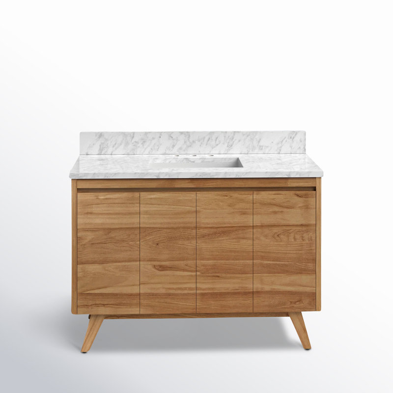 Coventry 48" Single Bathroom Vanity with Carrara Marble Top, Natural Teak