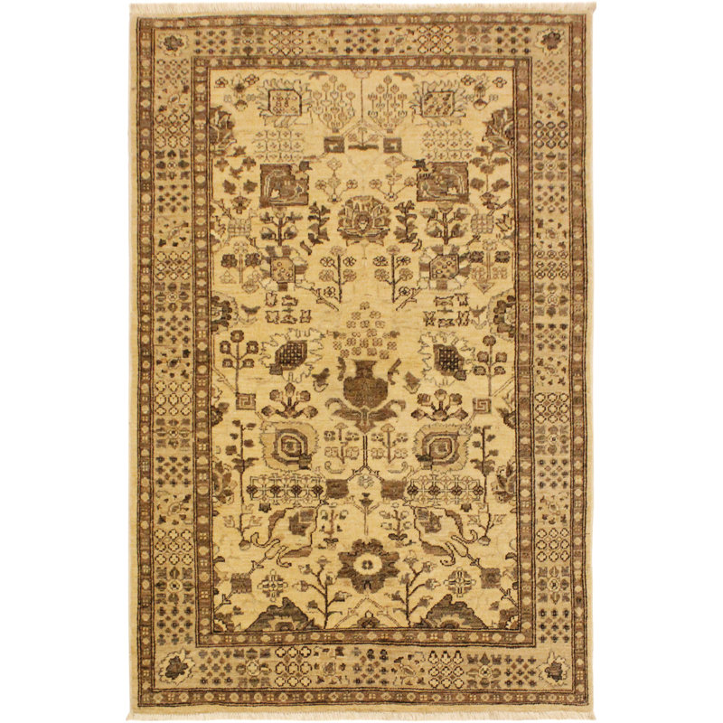 Tapis unique brun / beige 3 pi 11 po x 5 pi 9 po Oswyn par Arshs Fine Rugs