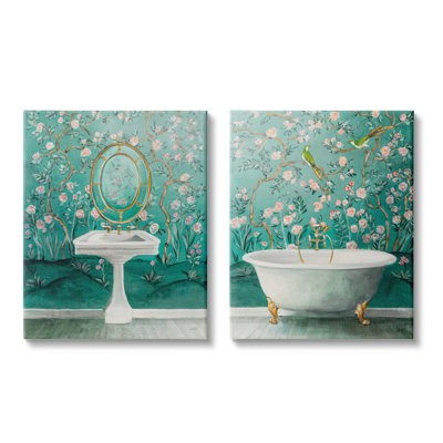 a2-568-CN Stupell Industries Floral Patterned Bathroom 2 Piece Canvas Wall Art Set Design by Julia Purinton -  a2-568_cn_2pc_24x30