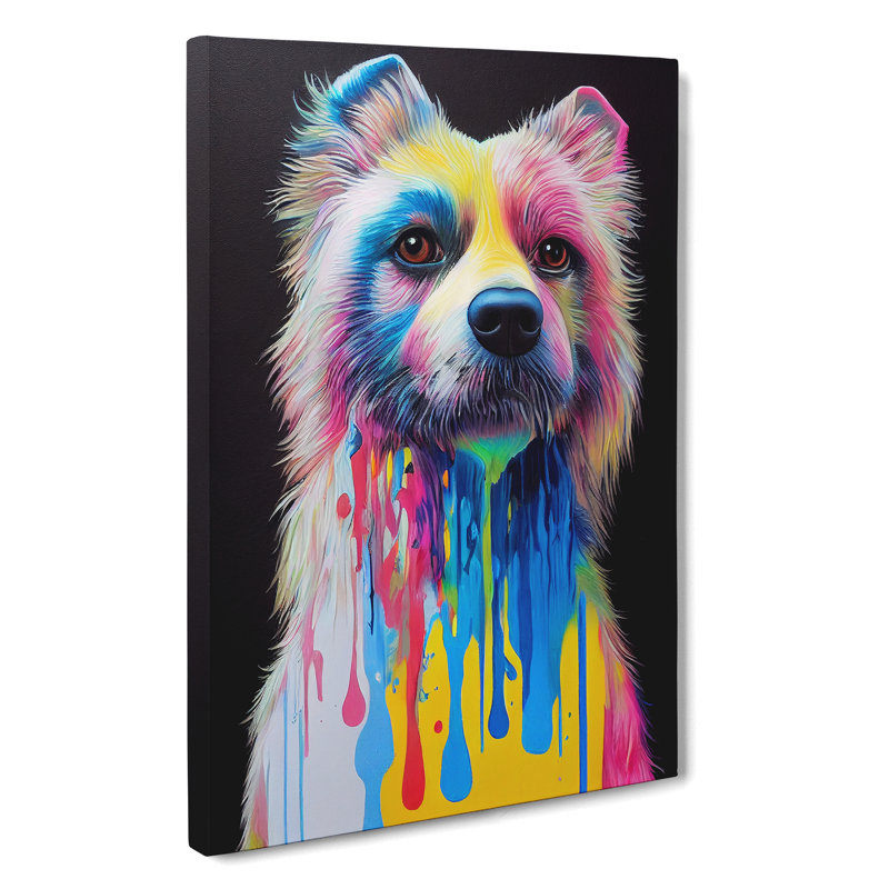 Dripping Paint Dog No.6 Abstract - Wrapped Canvas Print, Wrapped Canvas, 50cm H x 35cm W x 3cm D