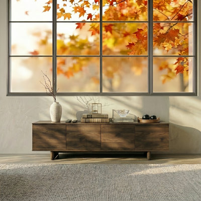 78" Modern TV Stand For Tvs Up To 85", Storage & Cable Management, Push-Open Doors, Adjustable Shelves, Mid-Century Modern Media Console For Living Room
