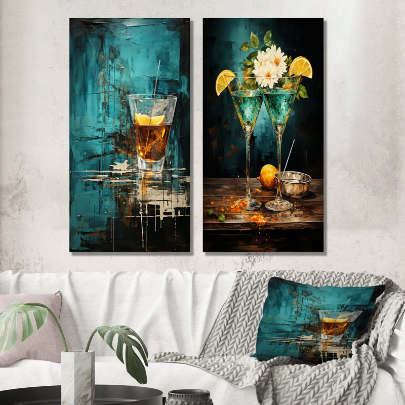 Ensemble de 2 impressions sur toile Vesper Vibrance Twilight Turquoise, H 40 po x l 41 po, Toile tendue