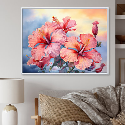Hibiscus corail sur la plage II - reproduction sur toile