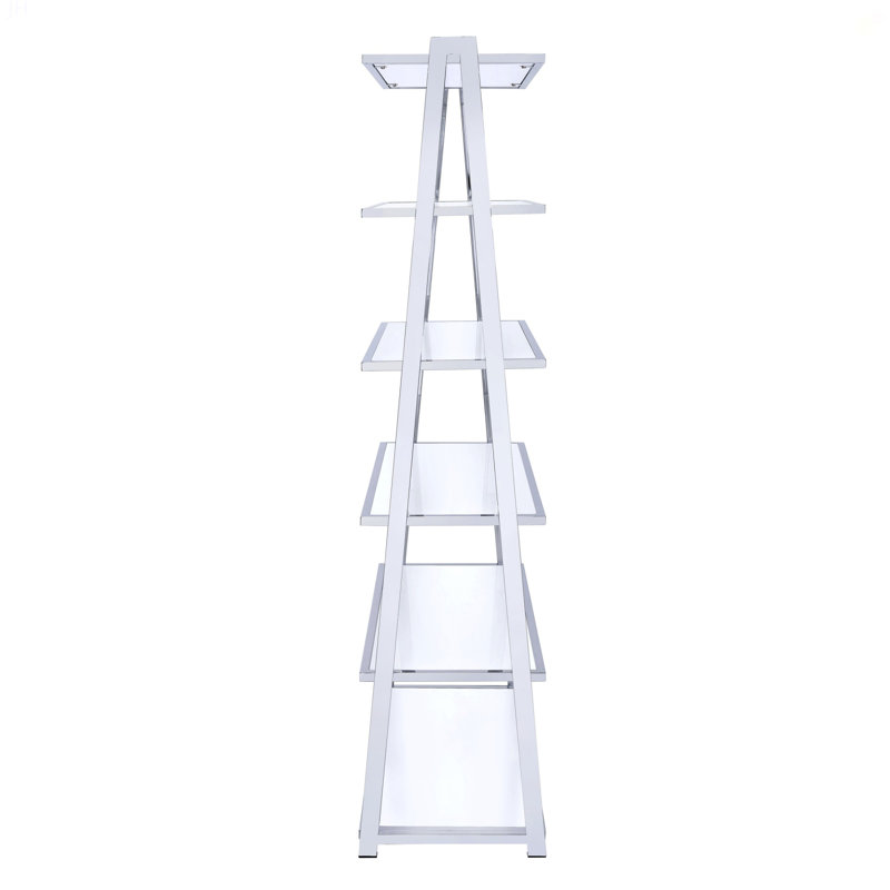Bibliothèque blanche et chrome avec 6 tablettes