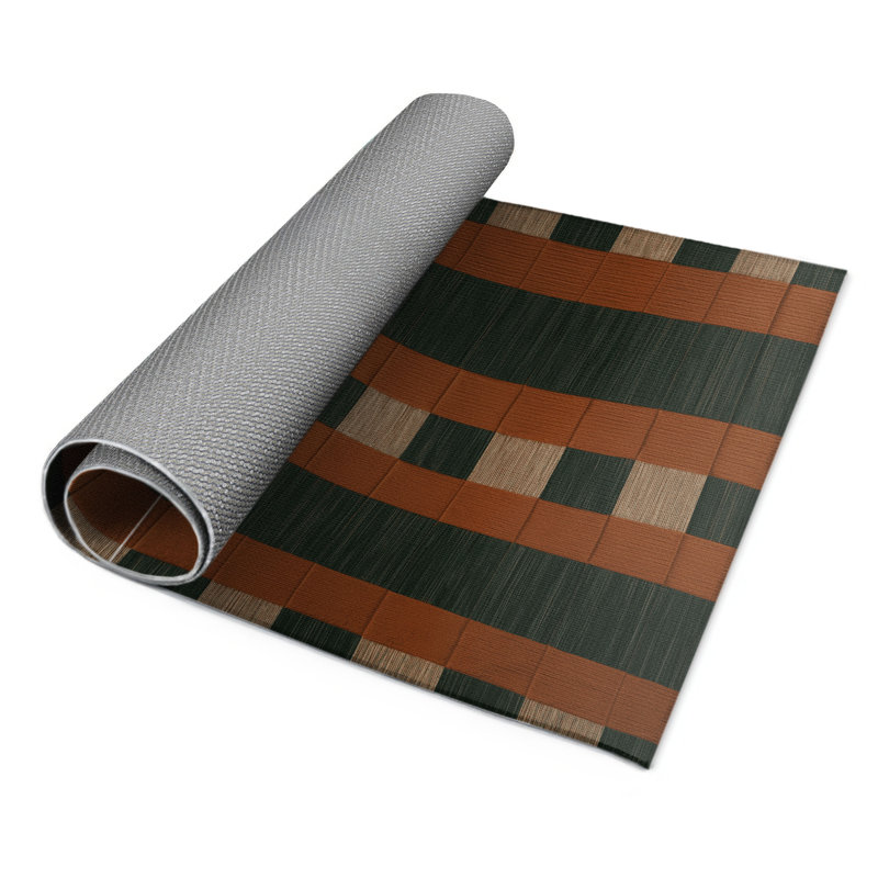 Tapis d'intérieur et d'extérieur à carreaux vert, Rectangulaire 2 pi x 3 pi