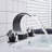 Matte Black Crystal Handles Bathroom Basin Sink Faucet Vanity Widespread Tap Deck Mounted