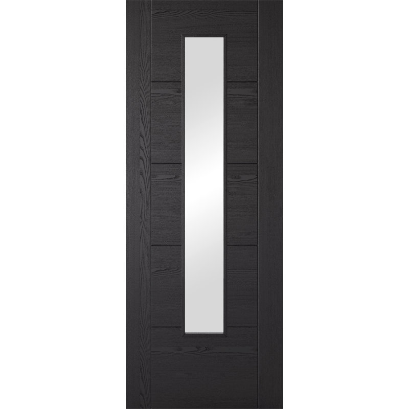 Vancouver 1L Long Light Glazed Black Internal Fire Door, 198.1cm H x 76.2cm W x 44cm D