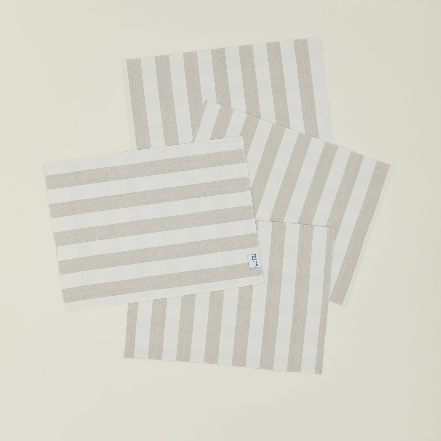 Essential Striped Placemat - Set Of 4, Ivory/Flax