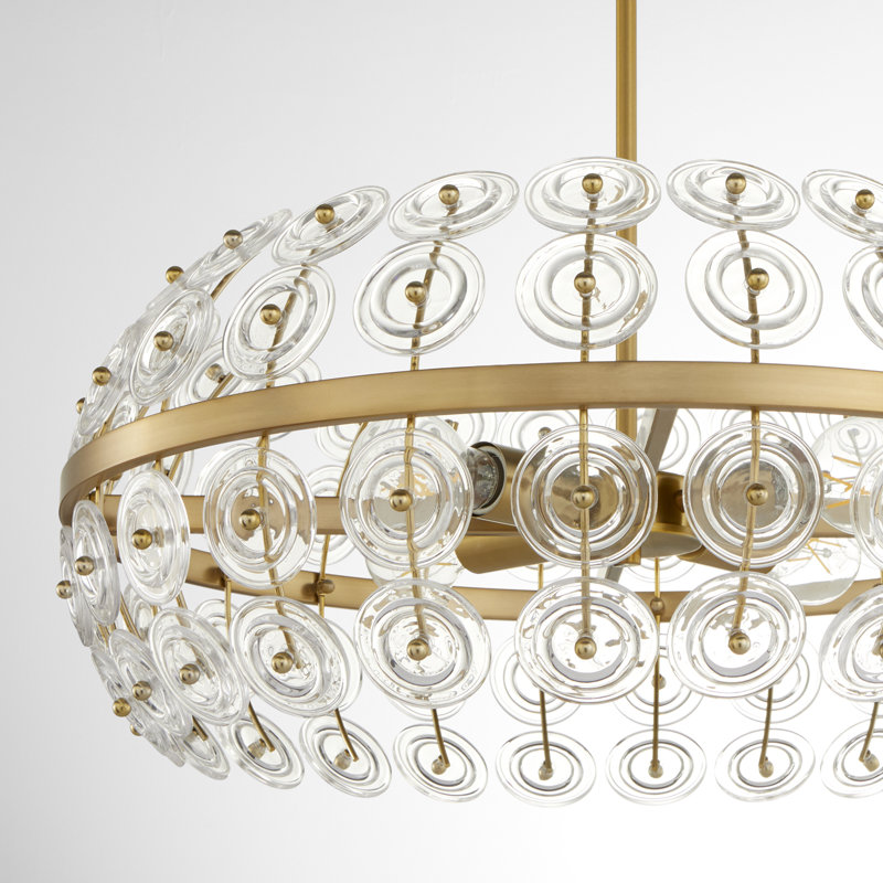 Selena 4 - Light Steel Dimmable Round / Oval Chandelier, Aged Brass