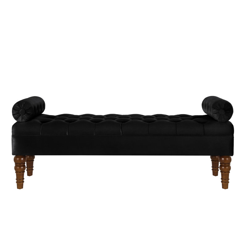 Banc en velours à boutons pour chambre à coucher, Black