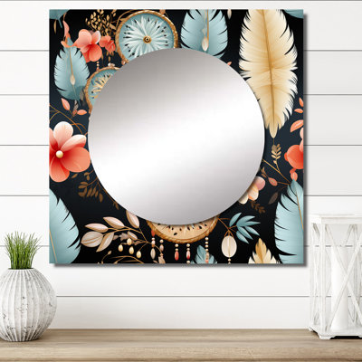 Dreamcatchers Boho Pattern III - Art mural miroir bohémien et éclectique pour salle de bain