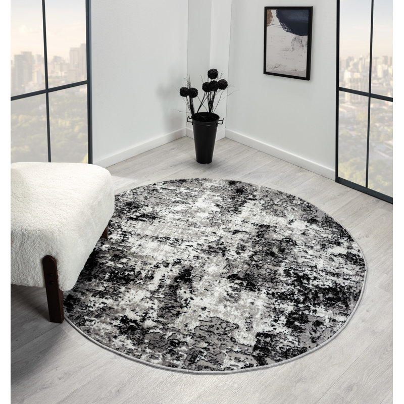 Vladya Abstract Area Rug, Round 5'3"