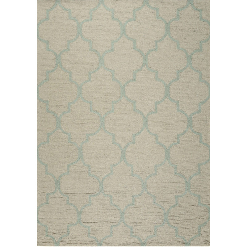 Light Gold Hand-Tufted Wool Geometric Moroccan Rug by , Stylish and Luxurious Area Rug for Adding a Touch of Elegance to Your Living Room, Bedroom, Office, or Home Décor