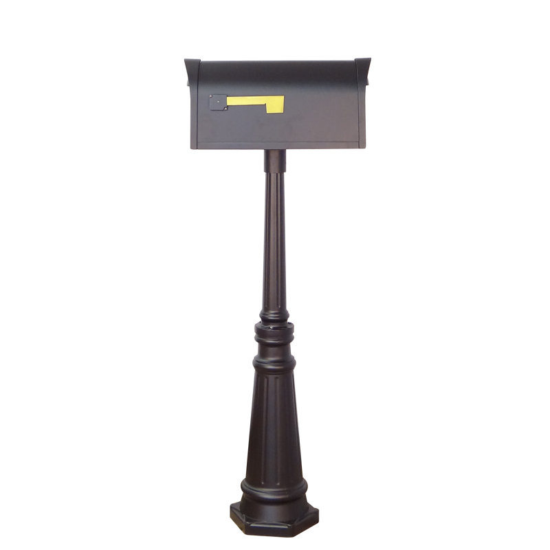 Classic Aluminum Post Mounted Mailbox with Magnetic Closure