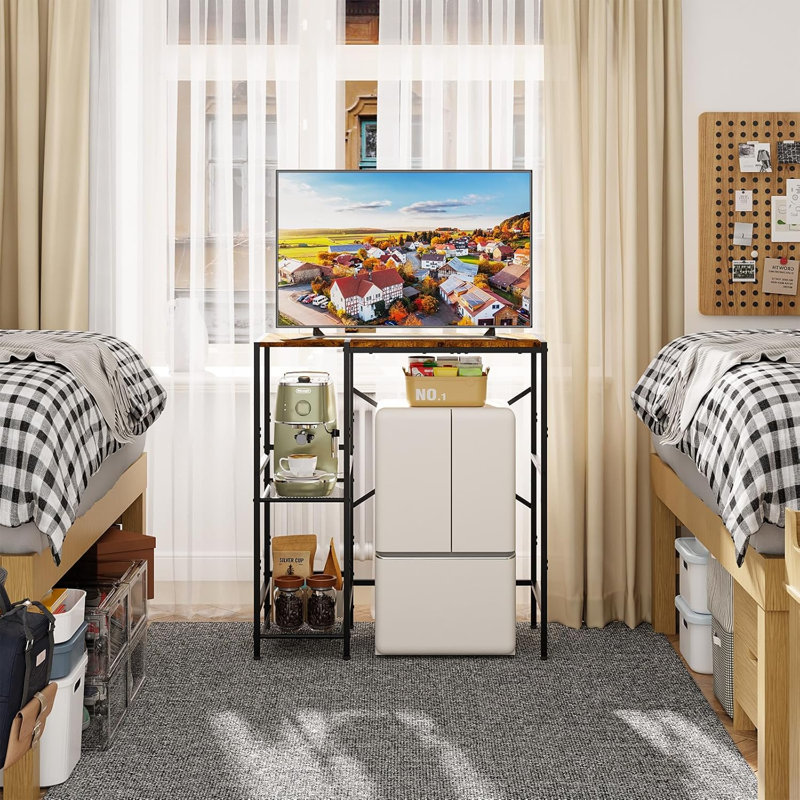 Mini-support de réfrigérateur avec tablettes de rangement, armoire à vin, brun rustique